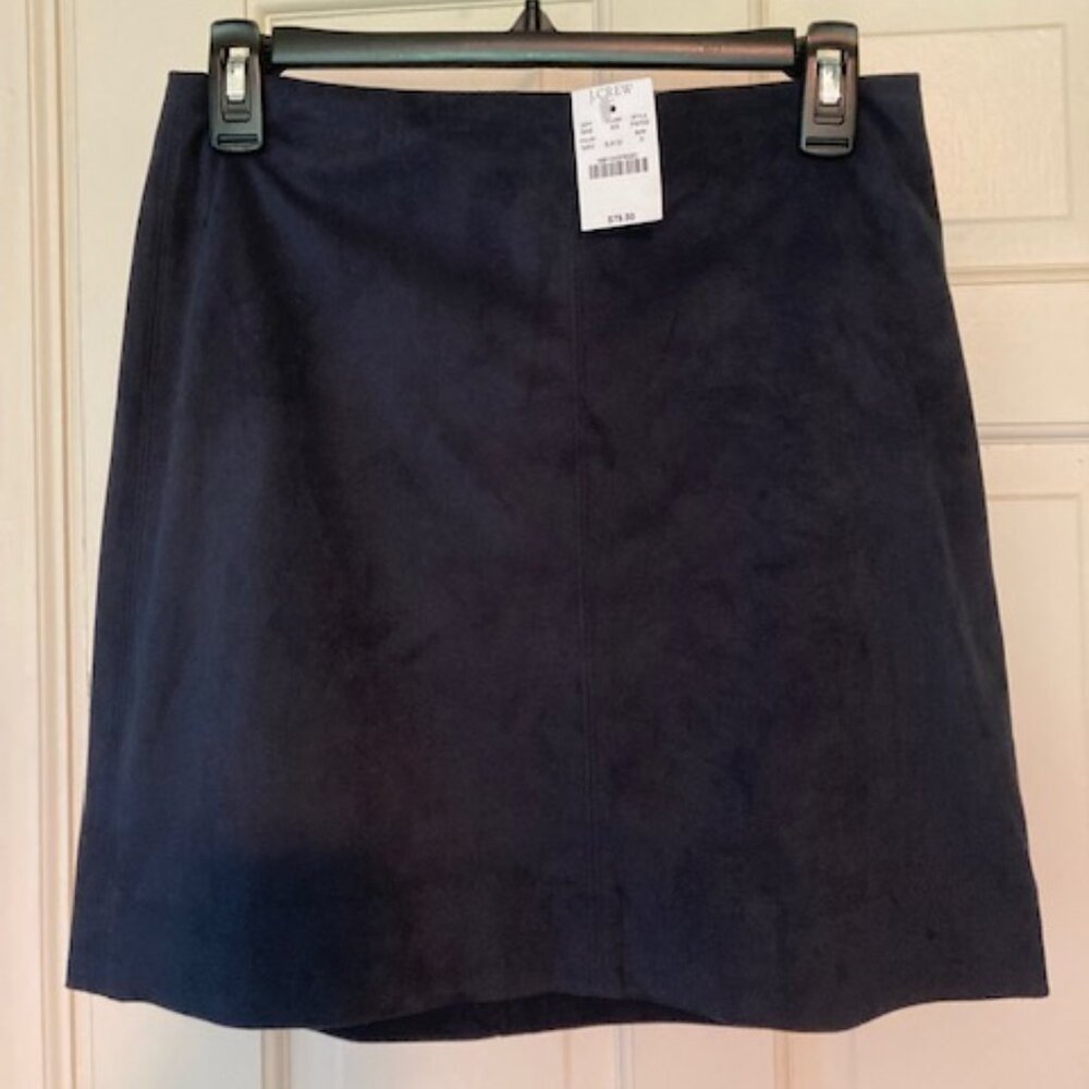 NWT J Crew Navy Sueded, fully -lined,Skirt